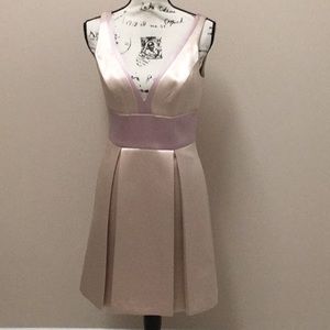 Badgley Mischka cream and orchid satin dress